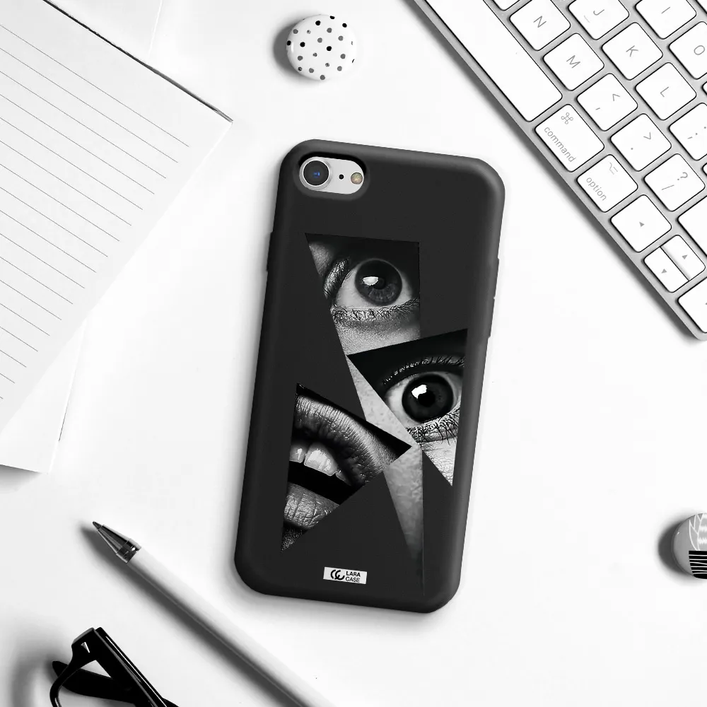 a close-up of a woman's eyes and lips Apple iPhone 7 Silicone black Case