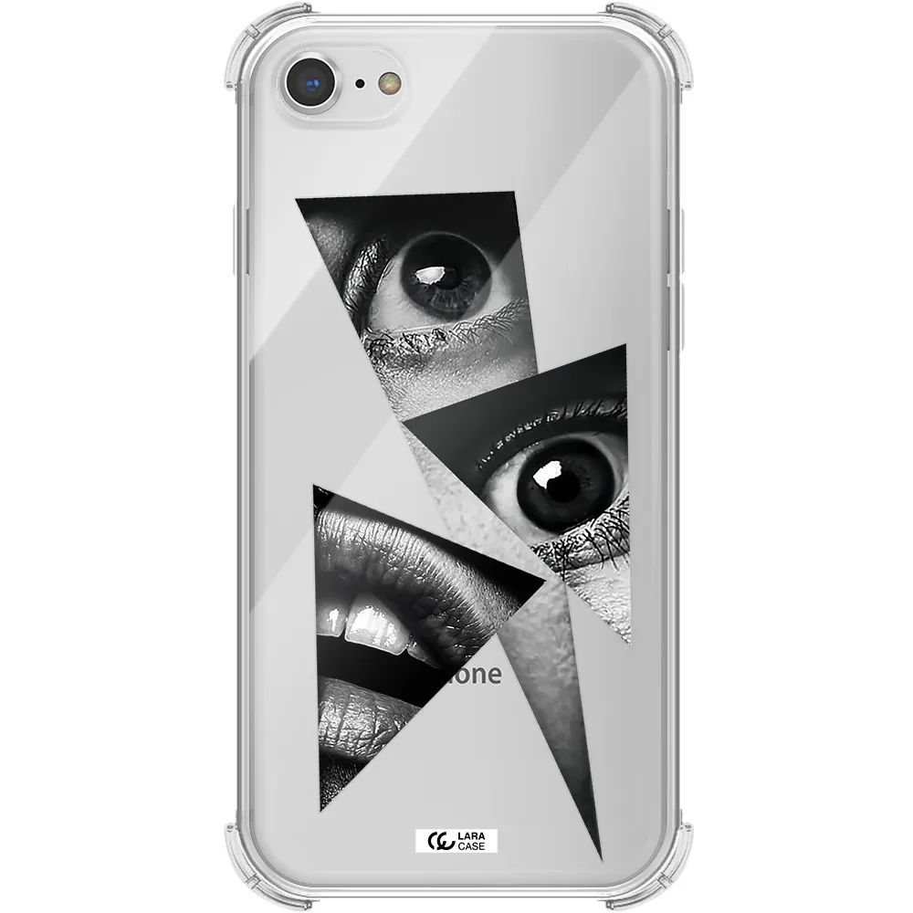 a close-up of a woman's eyes and lips Apple iPhone 8 Clear PC Case