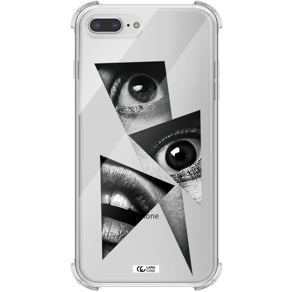 a close-up of a woman's eyes and lips Apple iPhone 8 plus Clear PC Case