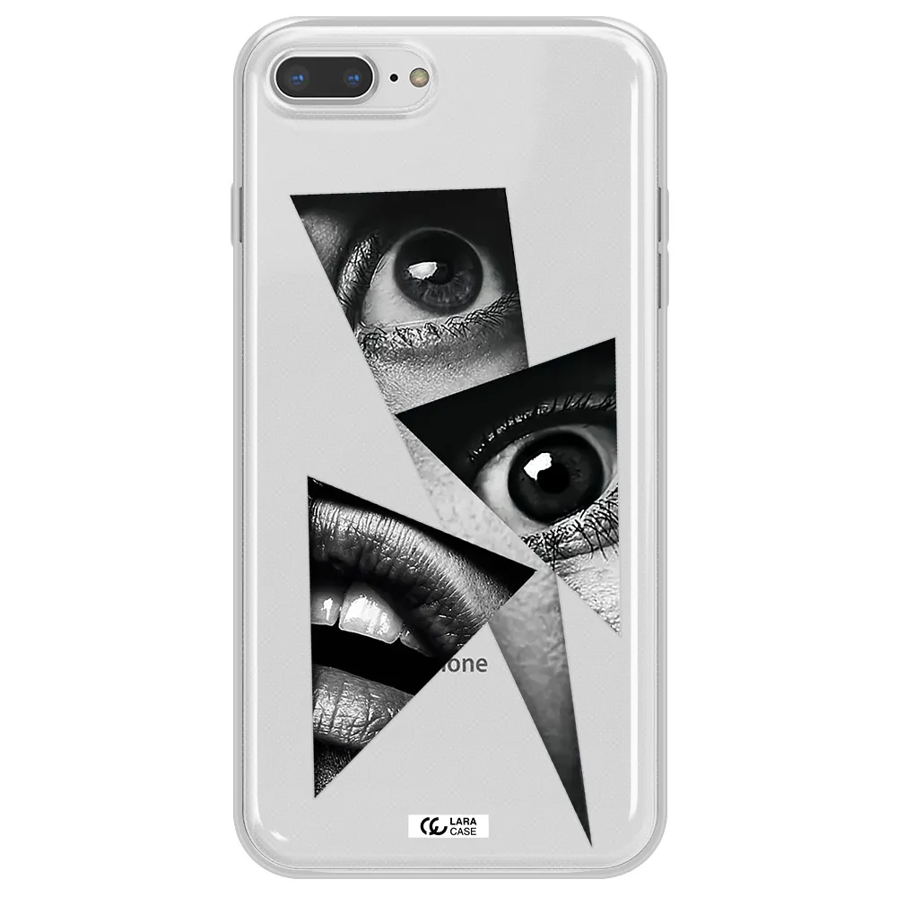 a close-up of a woman's eyes and lips Apple iPhone 8 plus Clear TPU Case