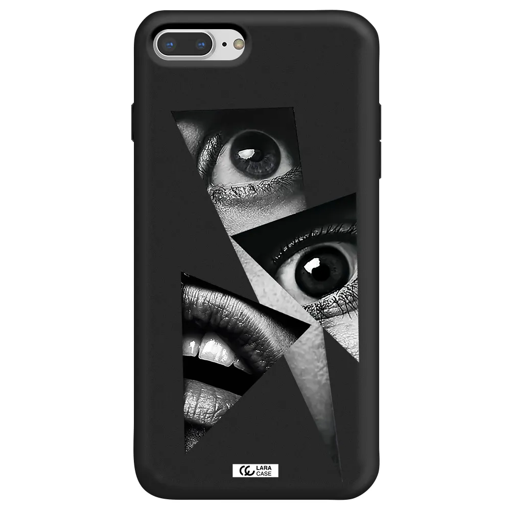 a close-up of a woman's eyes and lips Apple iPhone 8 plus Silicone black Case