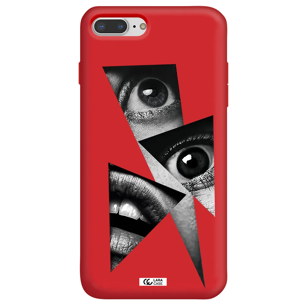 a close-up of a woman's eyes and lips Apple iPhone 8 plus Silicone Imperial Red Case