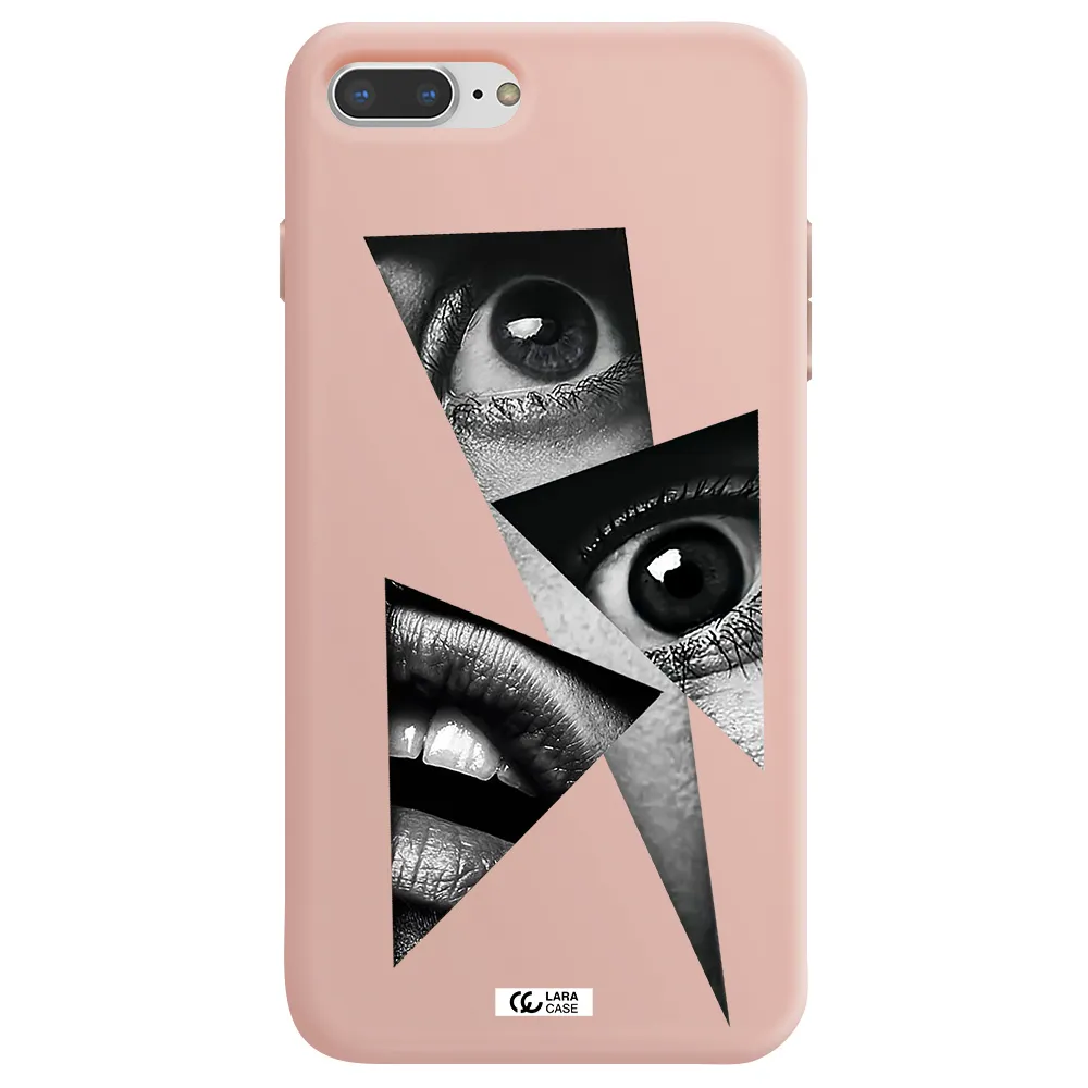 a close-up of a woman's eyes and lips Apple iPhone 8 plus Silicone pastel pink Case