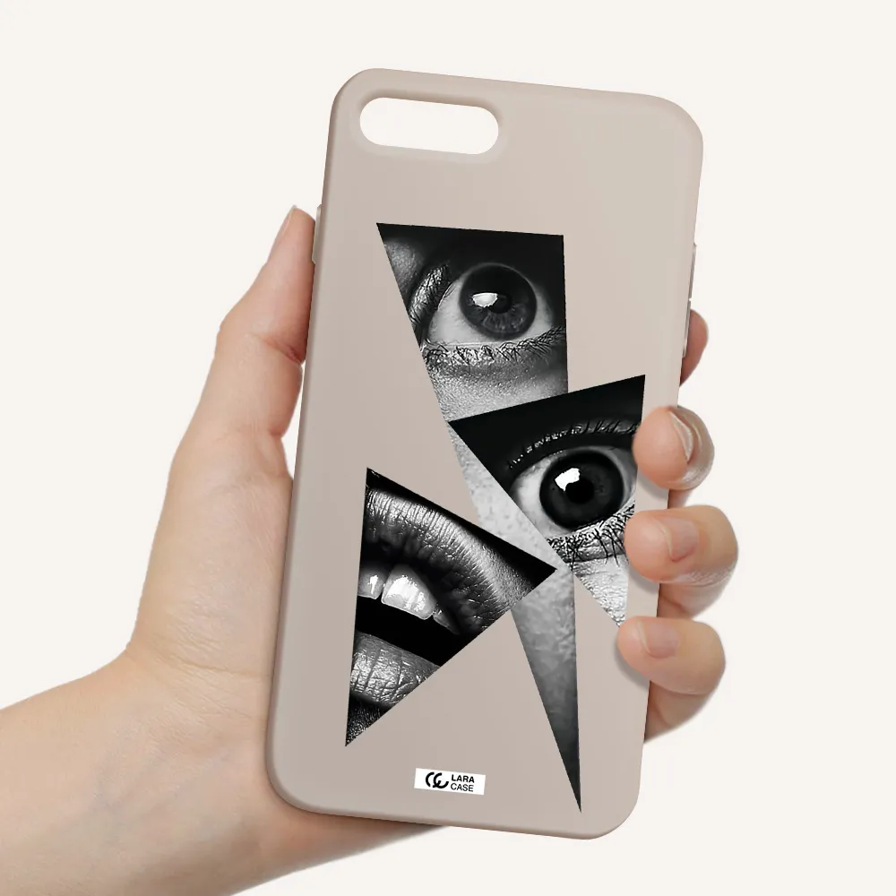a close-up of a woman's eyes and lips Apple iPhone 8 plus Silicone Stone Case