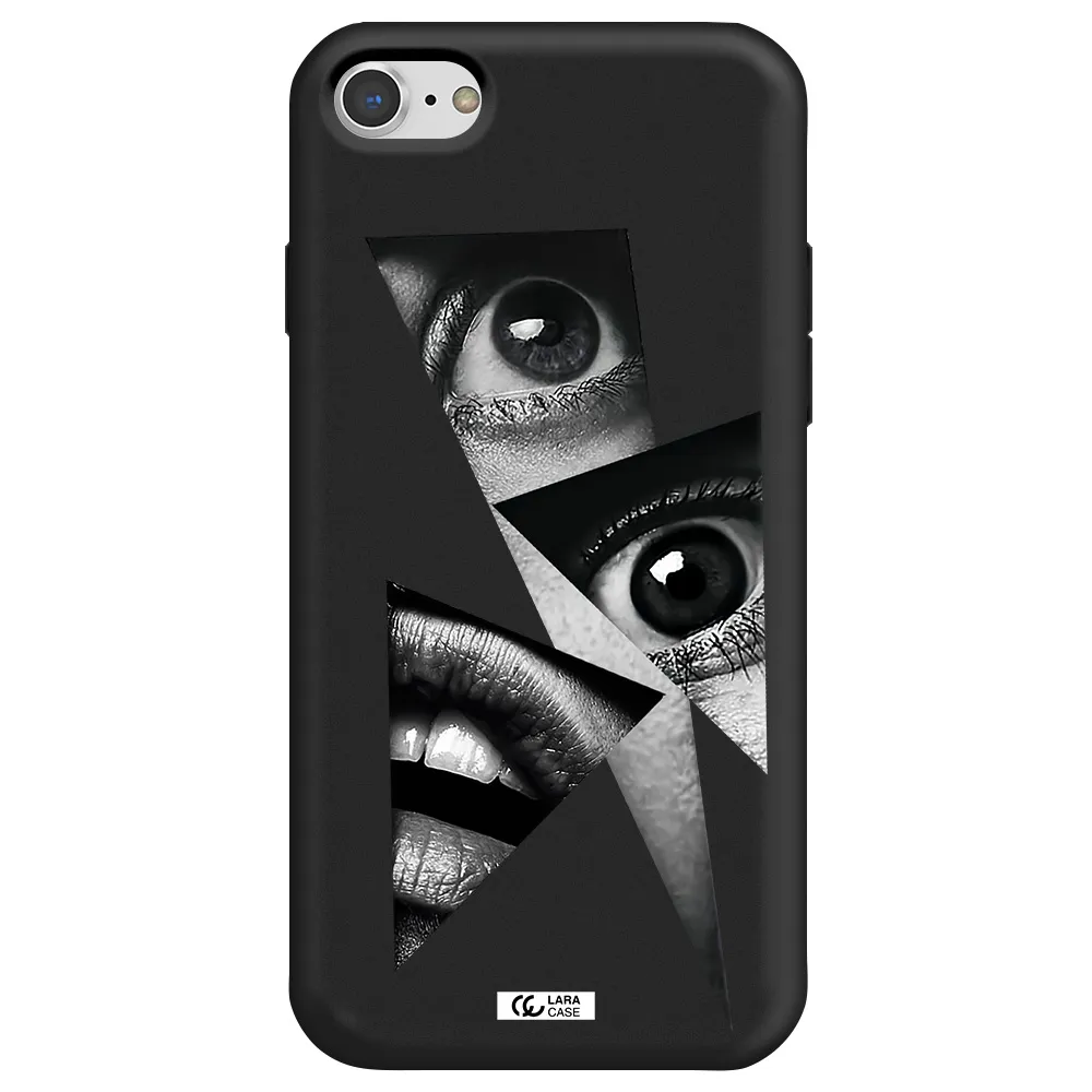a close-up of a woman's eyes and lips Apple iPhone 8 Silicone black Case