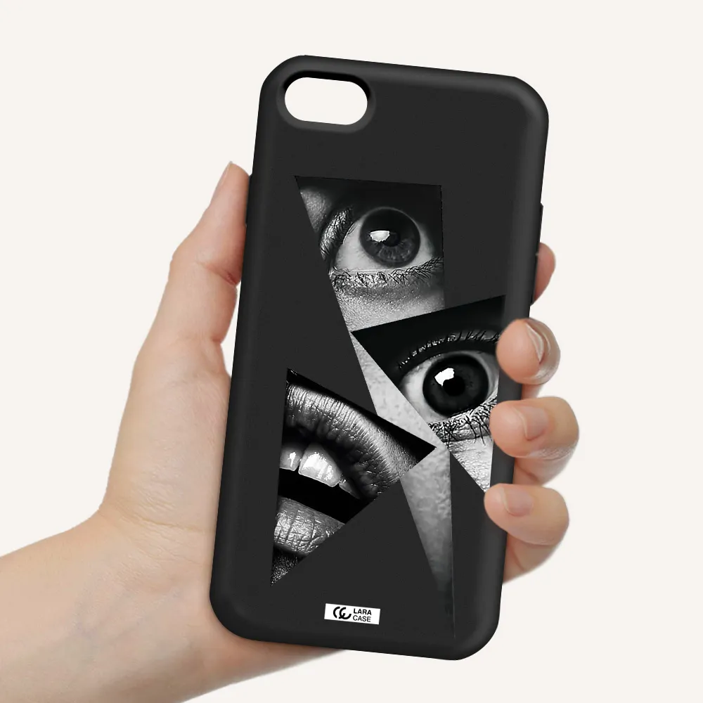 a close-up of a woman's eyes and lips Apple iPhone 8 Silicone black Case