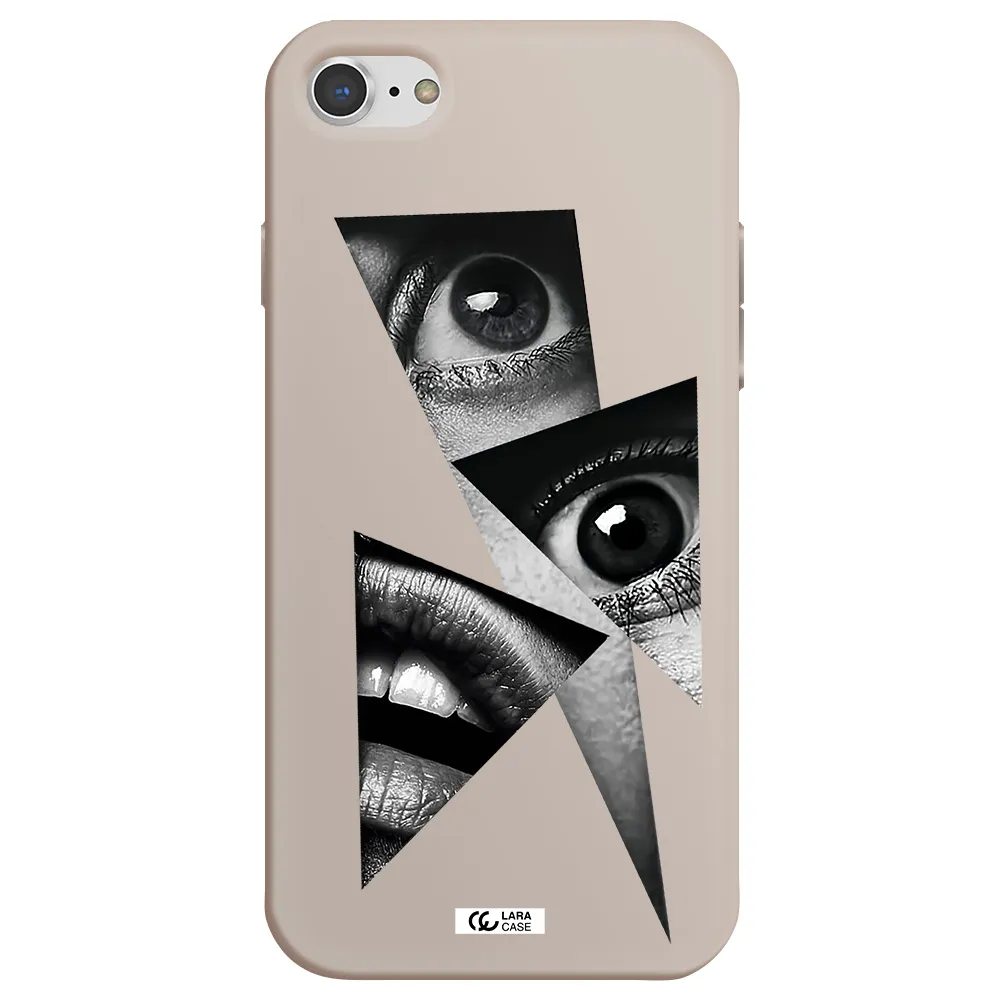 a close-up of a woman's eyes and lips Apple iPhone 8 Silicone Stone Case
