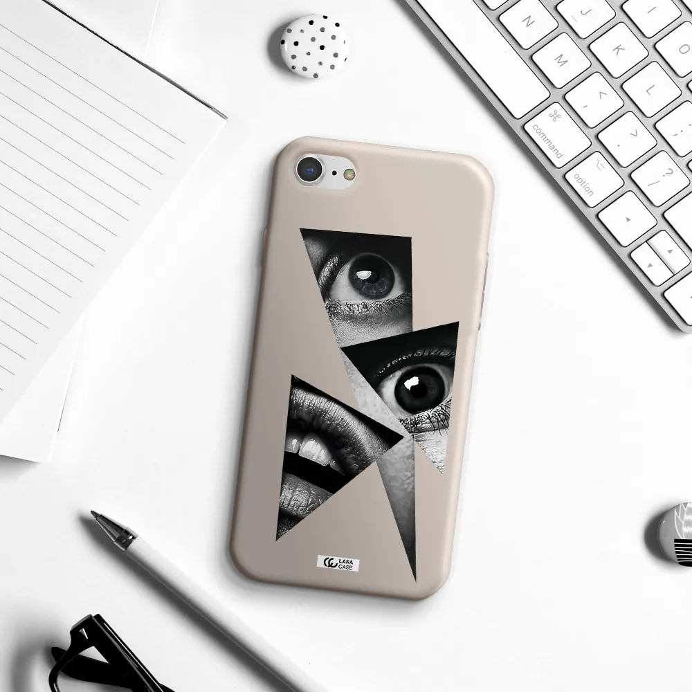 a close-up of a woman's eyes and lips Apple iPhone 8 Silicone Stone Case