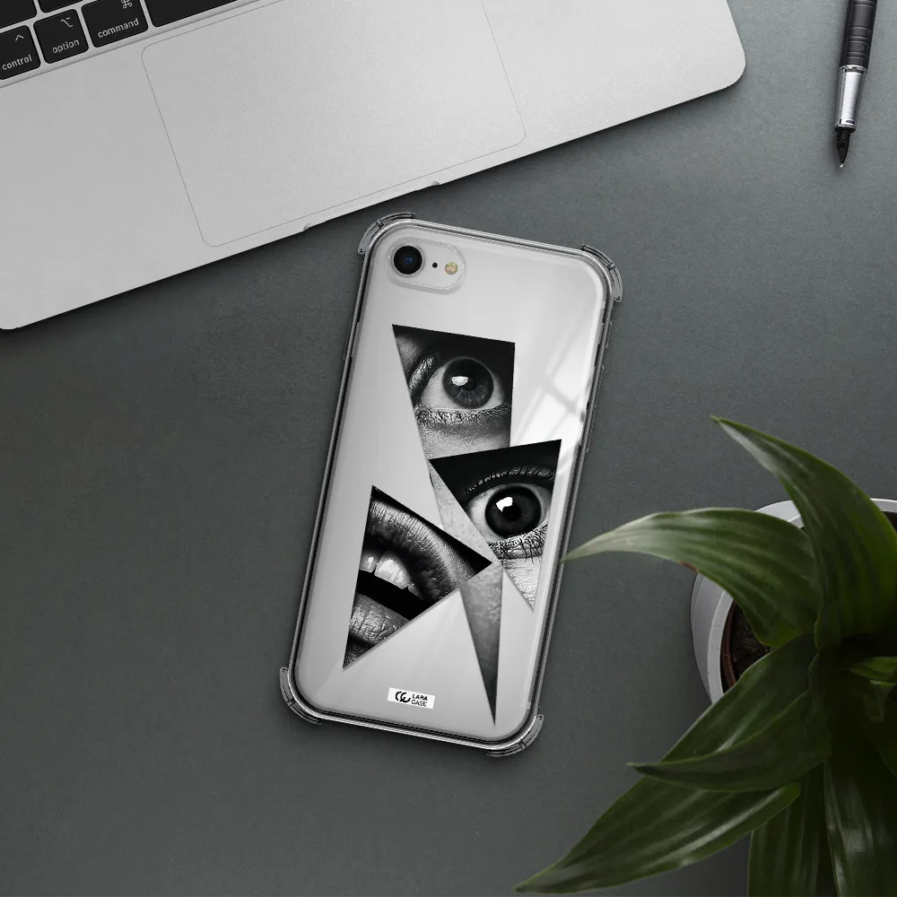 a close-up of a woman's eyes and lips Apple iPhone se 2020 Clear PC Case