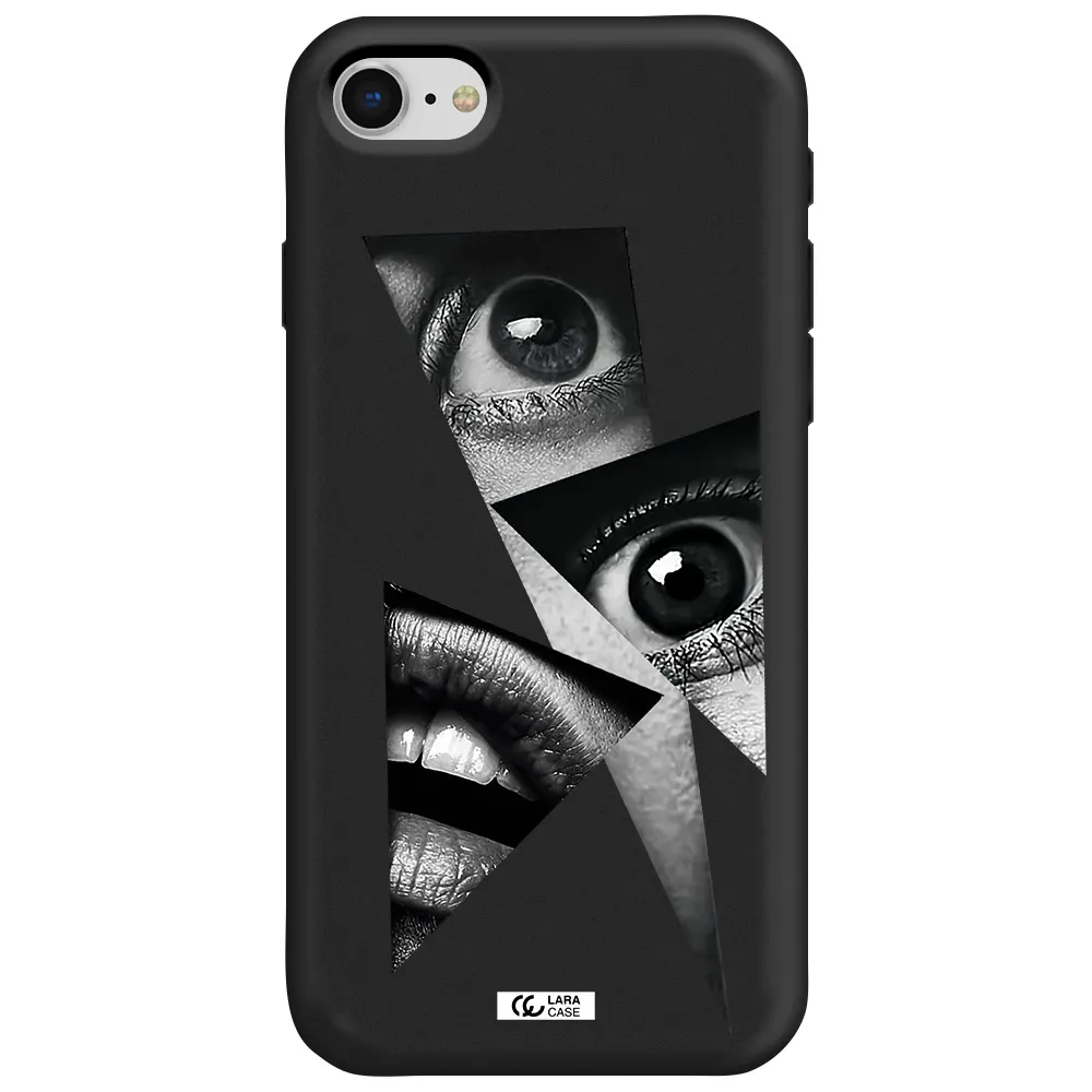 a close-up of a woman's eyes and lips Apple iPhone se 2020 Silicone black Case