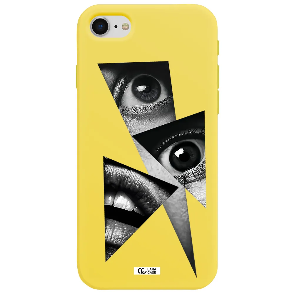 a close-up of a woman's eyes and lips Apple iPhone se 2020 Silicone canary yellow Case