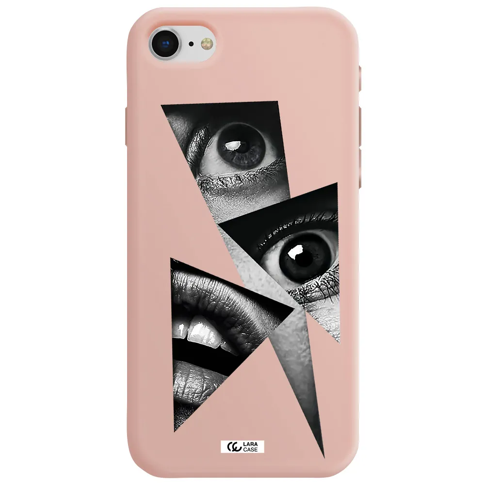 a close-up of a woman's eyes and lips Apple iPhone se 2020 Silicone pastel pink Case