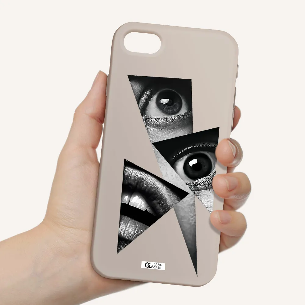a close-up of a woman's eyes and lips Apple iPhone se 2020 Silicone Stone Case