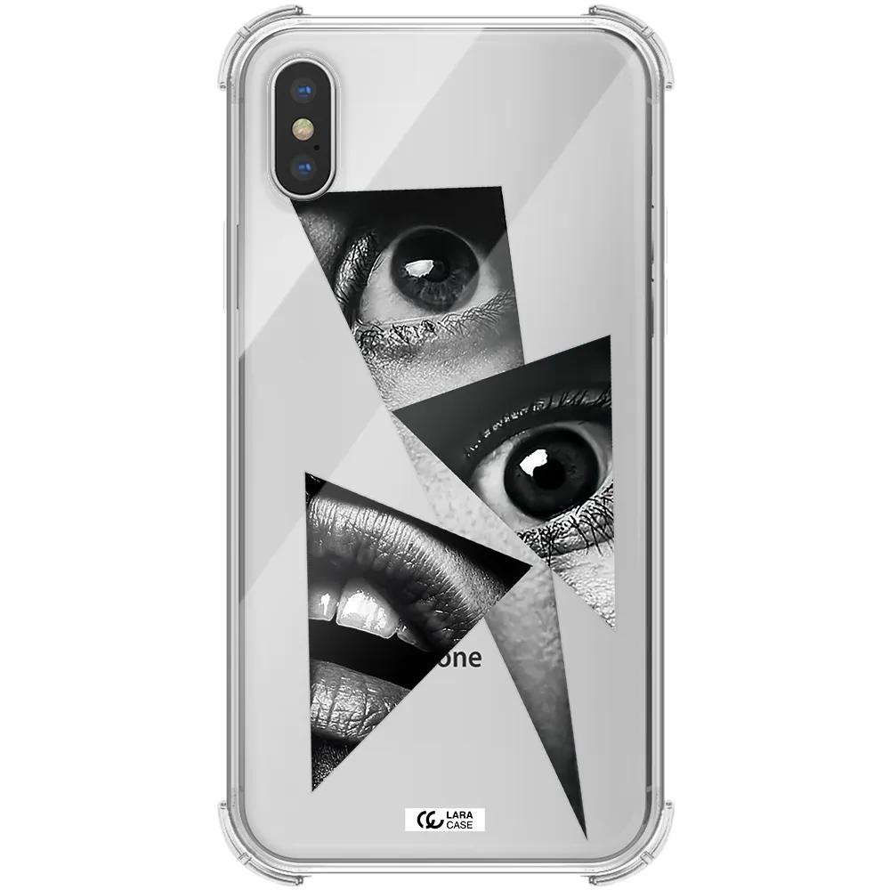 a close-up of a woman's eyes and lips Apple iPhone X Clear PC Case