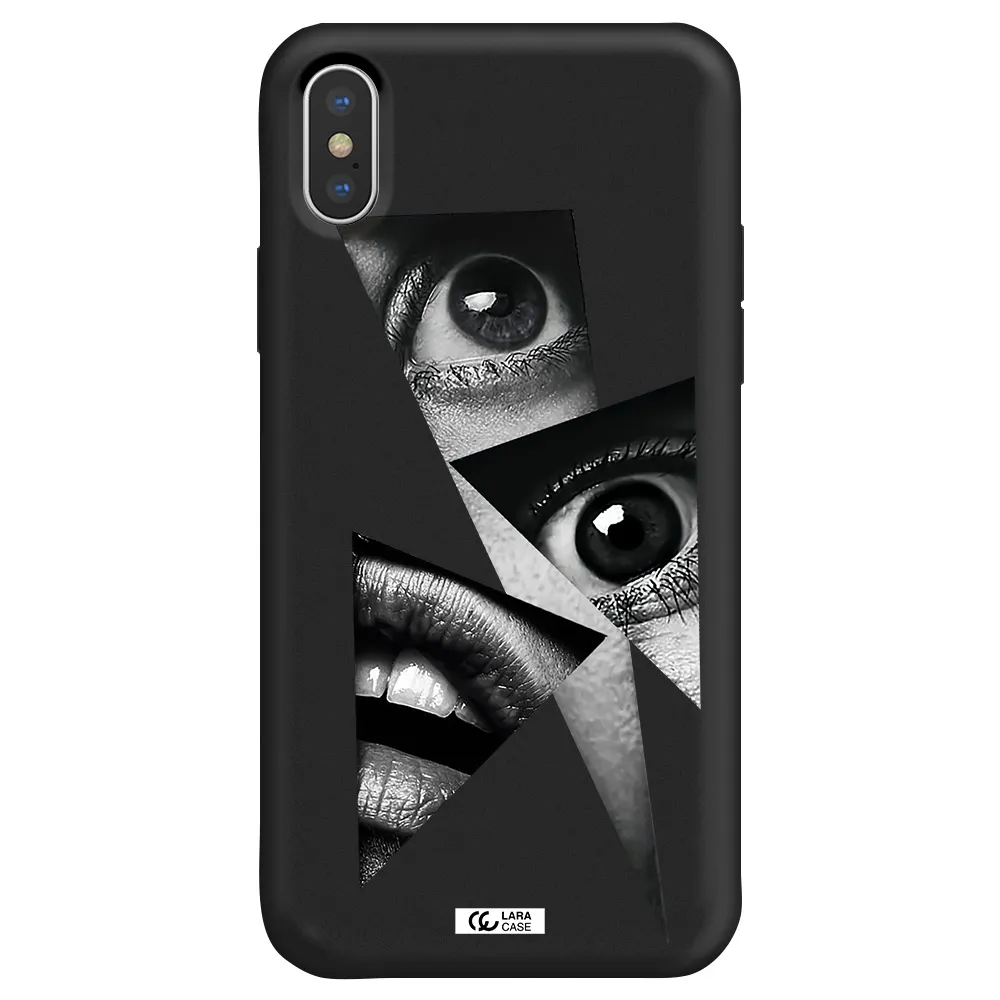 a close-up of a woman's eyes and lips Apple iPhone X Silicone black Case