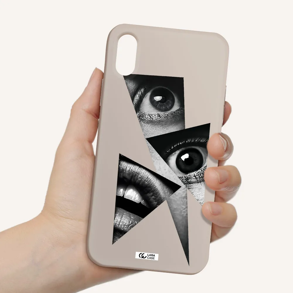 a close-up of a woman's eyes and lips Apple iPhone X Silicone Stone Case