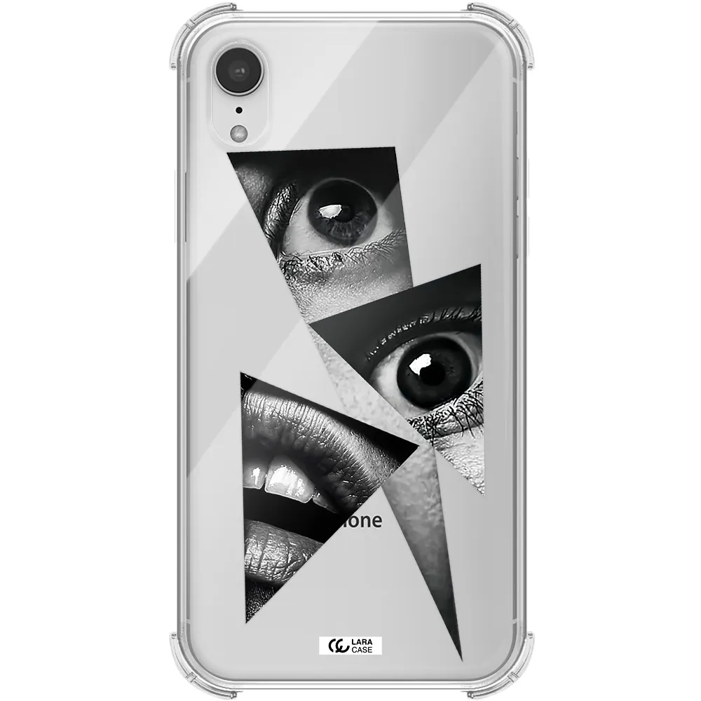 a close-up of a woman's eyes and lips Apple iPhone XR Clear PC Case