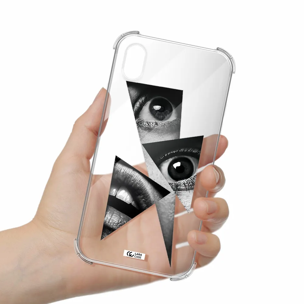 a close-up of a woman's eyes and lips Apple iPhone XR Clear PC Case