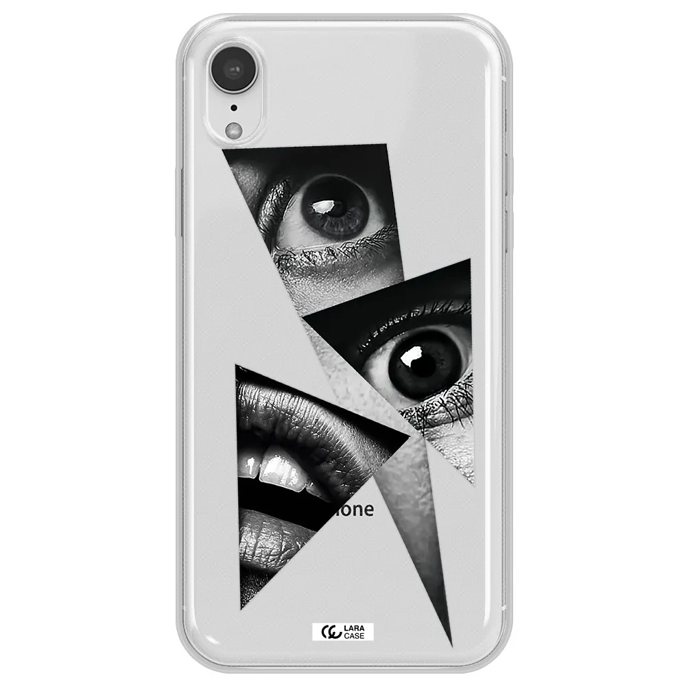 a close-up of a woman's eyes and lips Apple iPhone XR Clear TPU Case