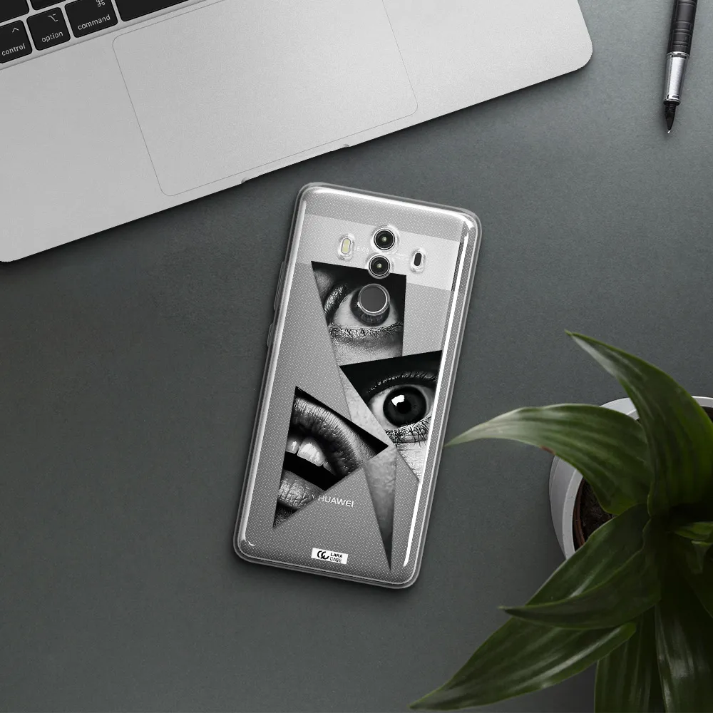 a close-up of a woman's eyes and lips Huawei Mate 10 Clear TPU Case