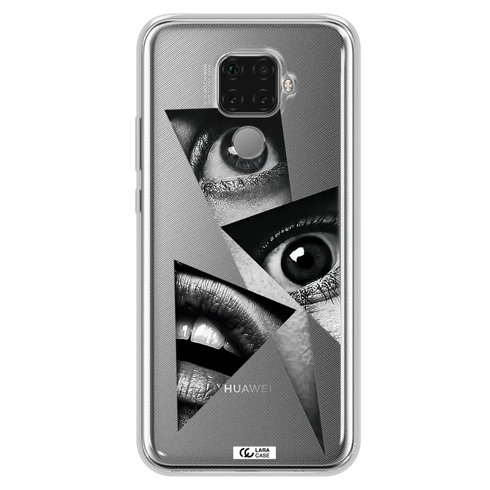 a close-up of a woman's eyes and lips Huawei Mate 30 Lite Clear TPU Case