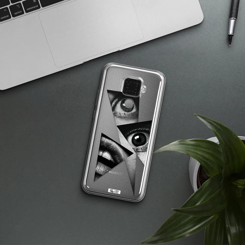 a close-up of a woman's eyes and lips Huawei Mate 30 Lite Clear TPU Case