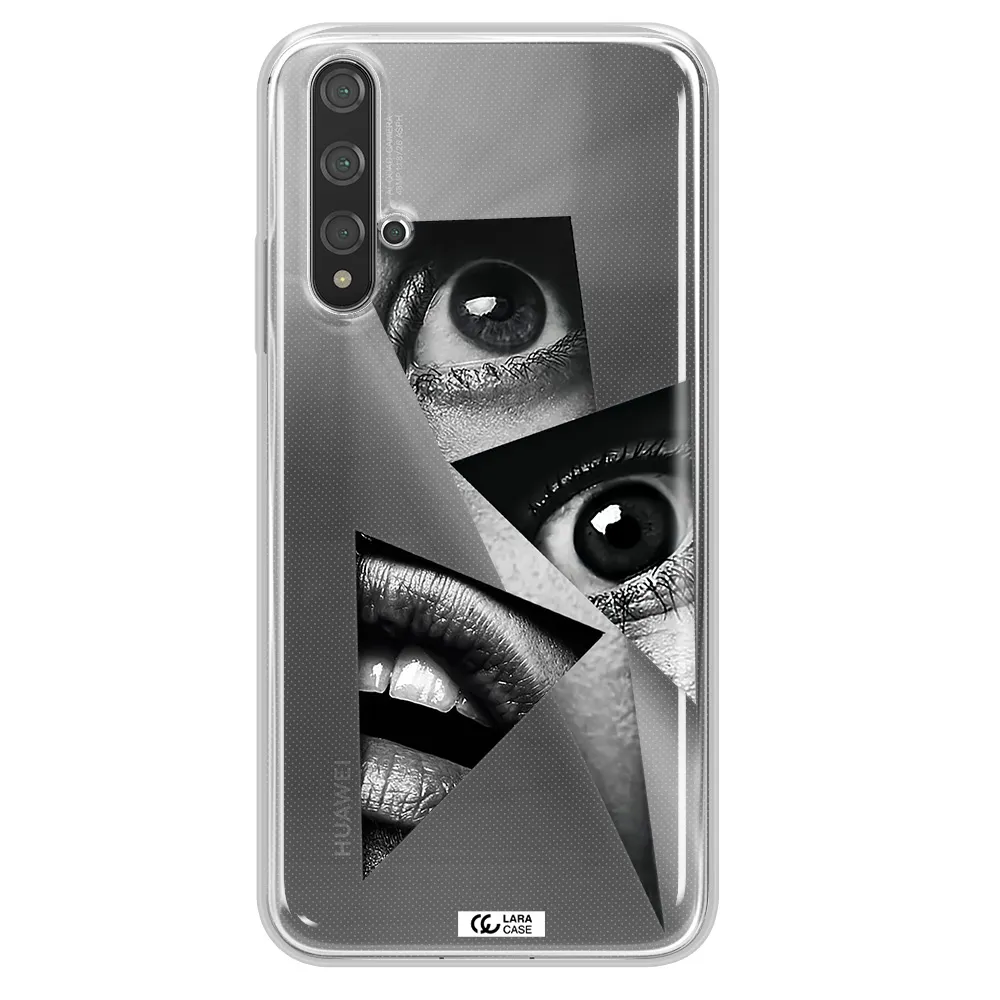 a close-up of a woman's eyes and lips Huawei Nova 5t Clear TPU Case