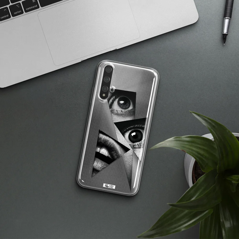 a close-up of a woman's eyes and lips Huawei Nova 5t Clear TPU Case