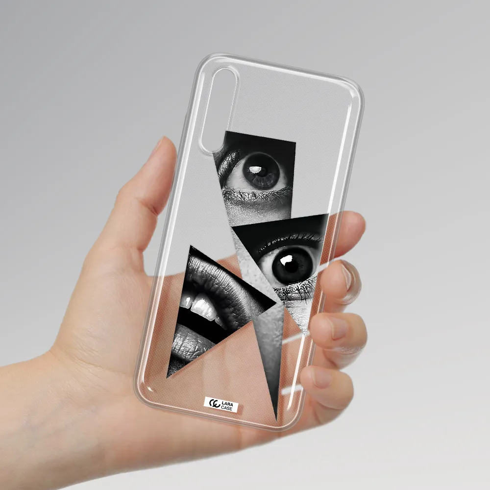 a close-up of a woman's eyes and lips Huawei P Smart S Clear TPU Case