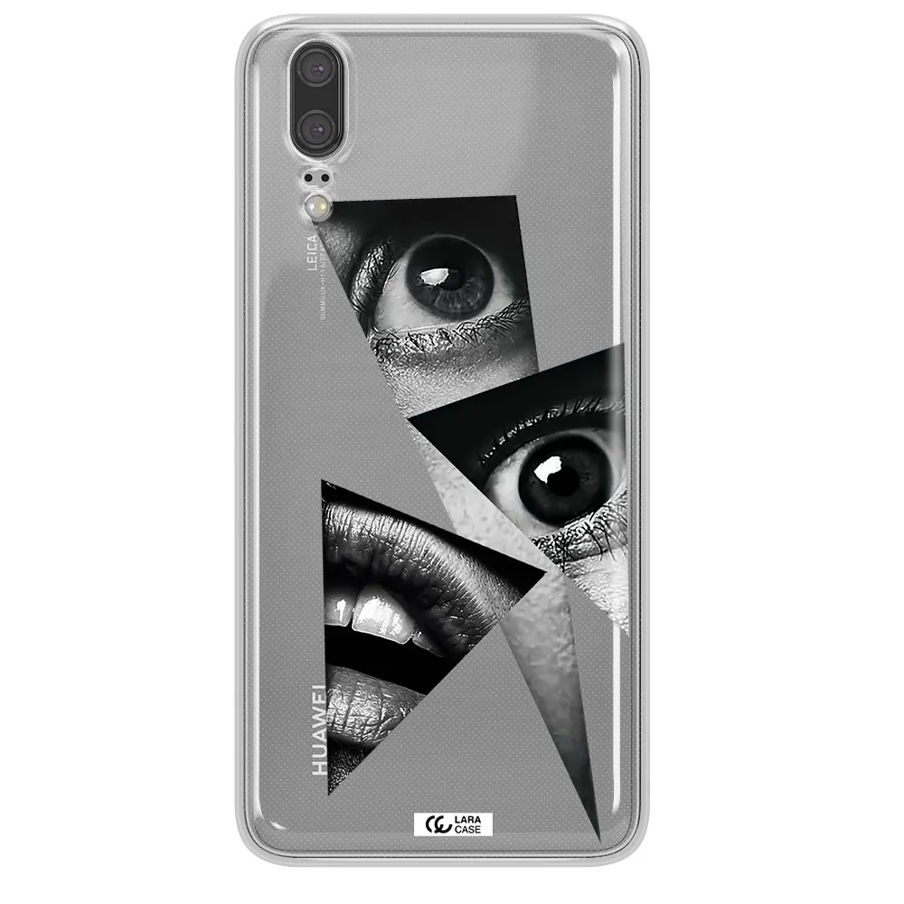 a close-up of a woman's eyes and lips Huawei P20 Clear TPU Case
