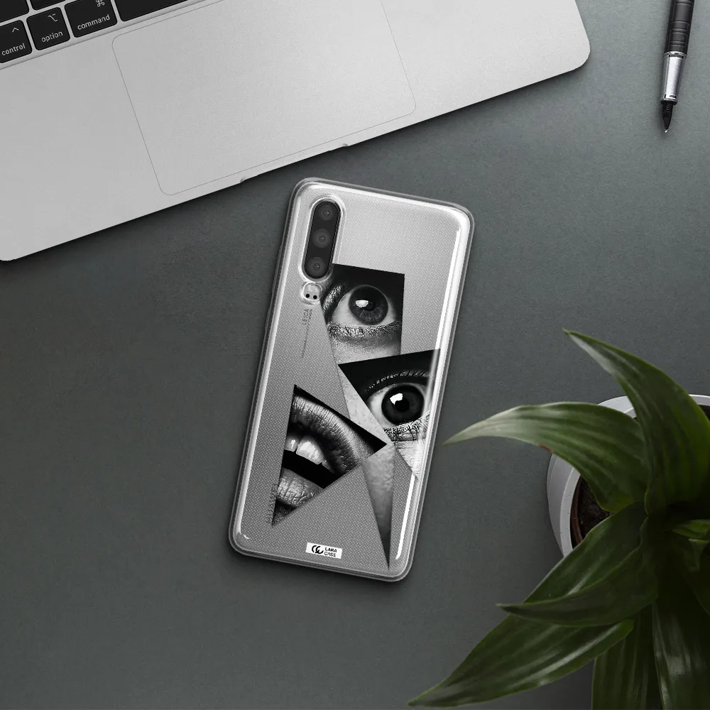 a close-up of a woman's eyes and lips Huawei P30 Clear TPU Case