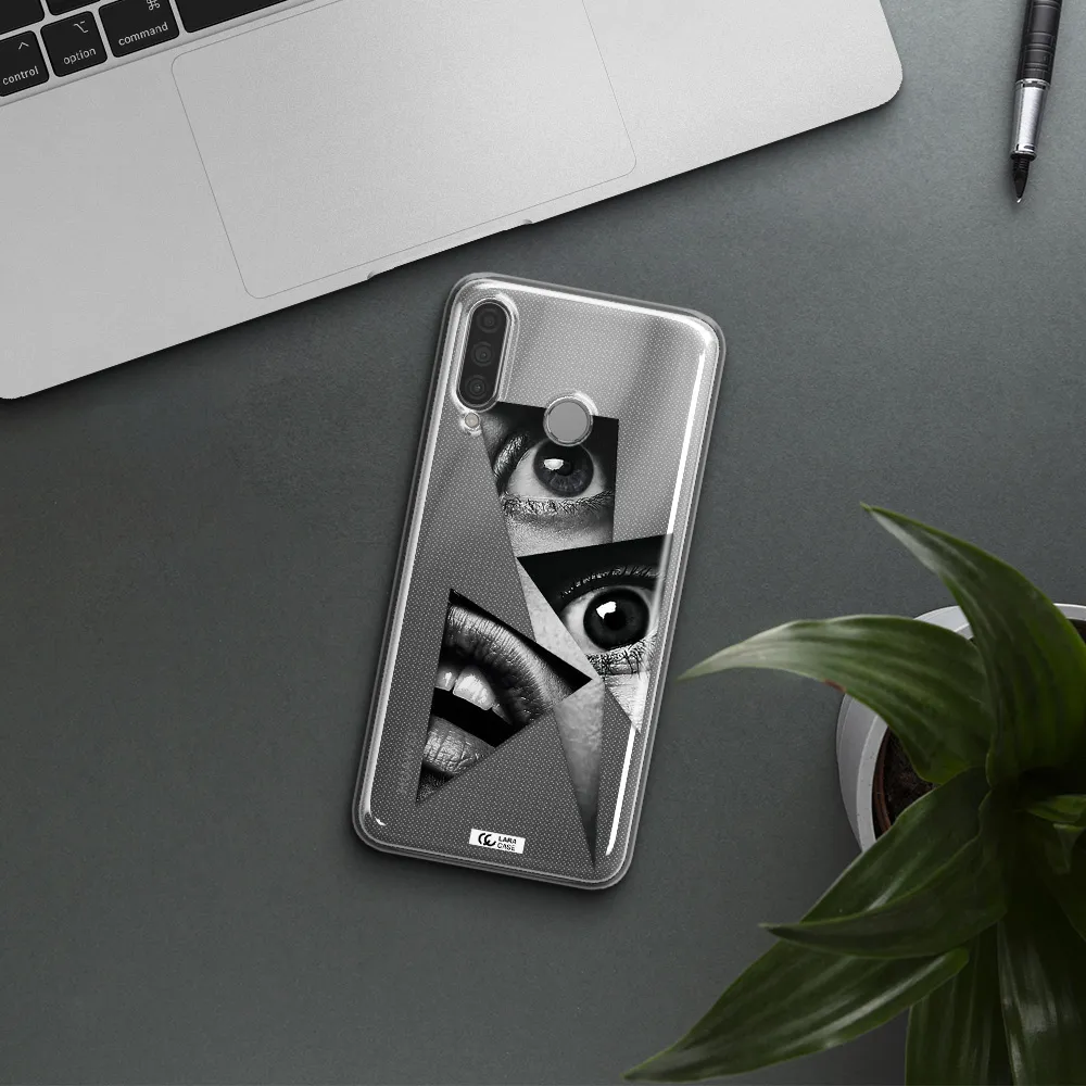 a close-up of a woman's eyes and lips Huawei P30 Lite Clear TPU Case