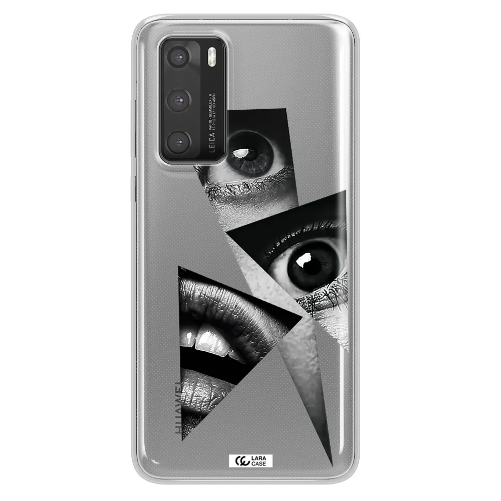 a close-up of a woman's eyes and lips Huawei P40 Clear TPU Case