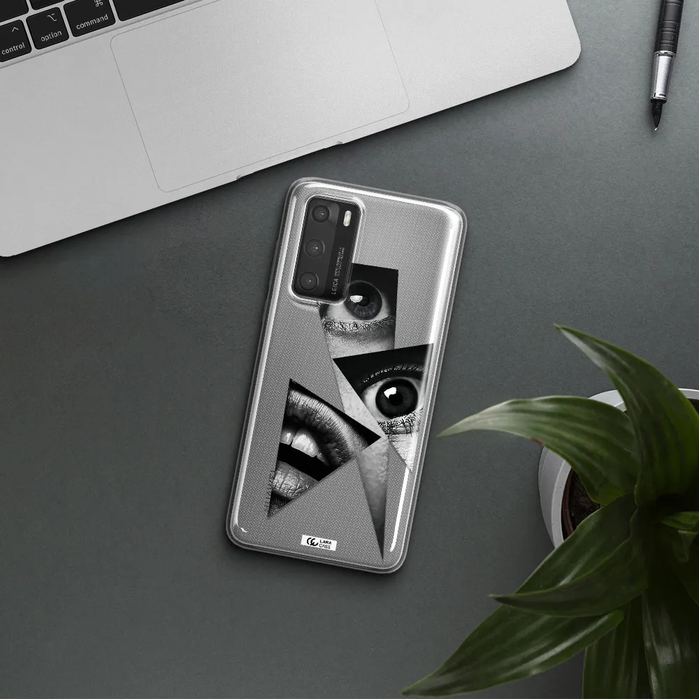 a close-up of a woman's eyes and lips Huawei P40 Clear TPU Case