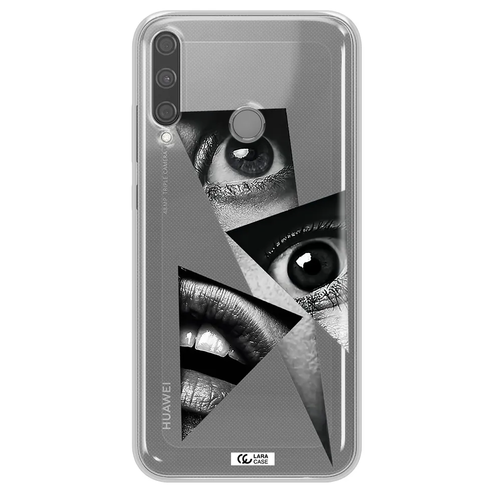 a close-up of a woman's eyes and lips Huawei P40 Lite E Clear TPU Case