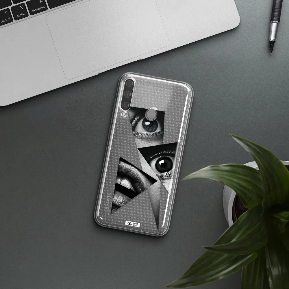a close-up of a woman's eyes and lips Huawei P40 Lite E Clear TPU Case