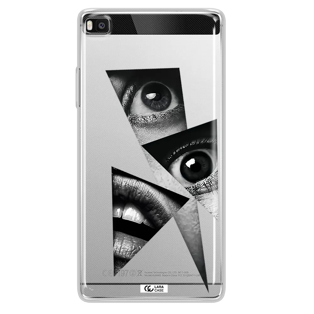 a close-up of a woman's eyes and lips Huawei P8 Clear TPU Case