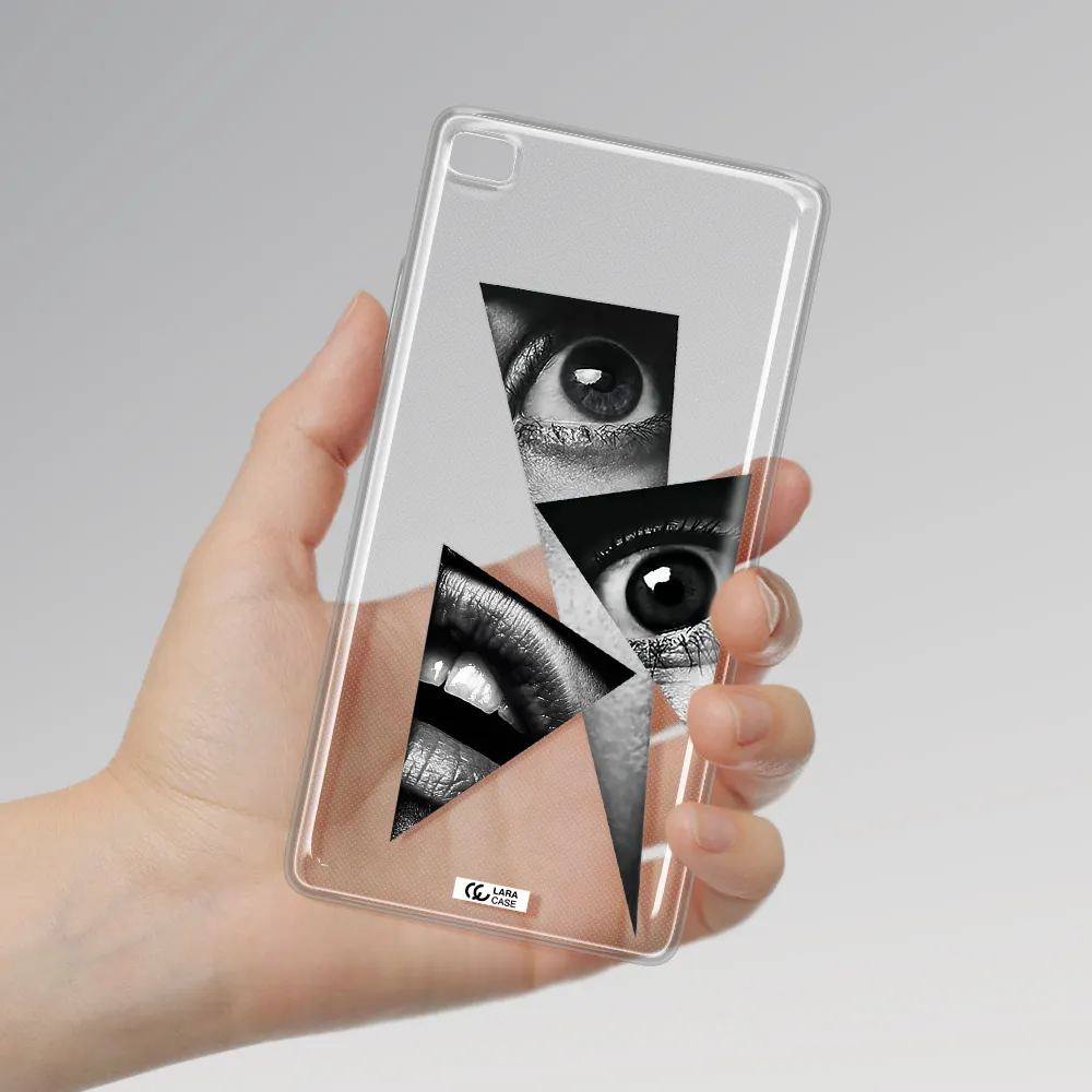 a close-up of a woman's eyes and lips Huawei P8 Clear TPU Case