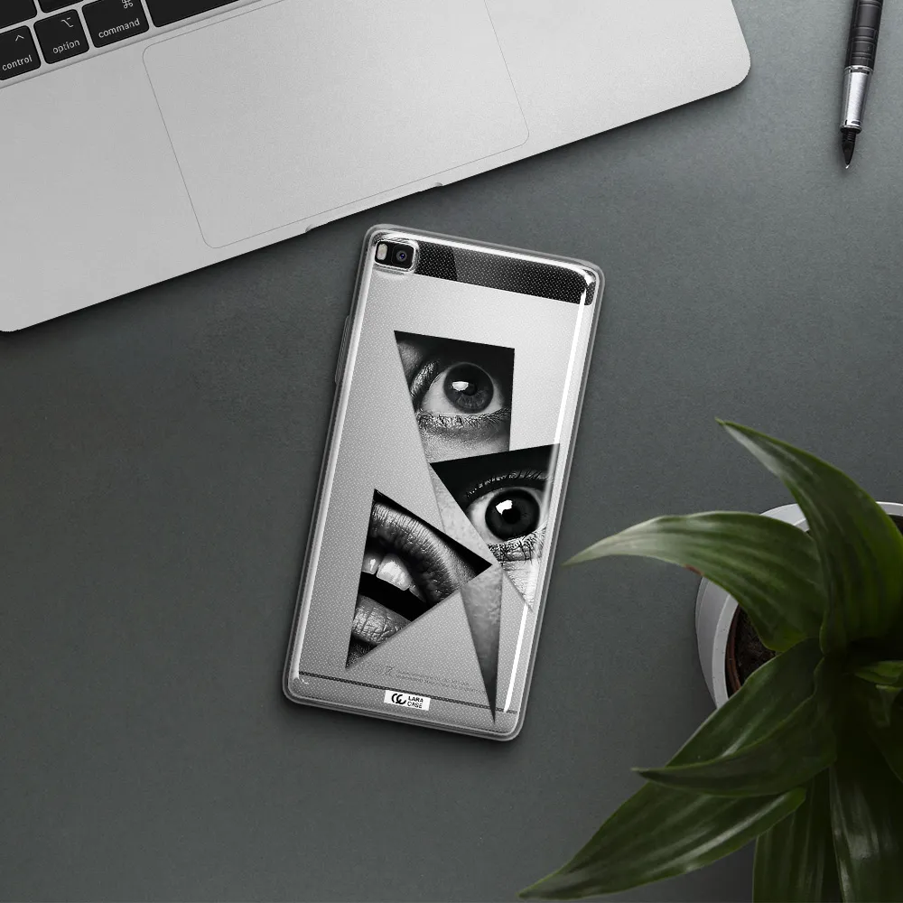 a close-up of a woman's eyes and lips Huawei P8 Clear TPU Case