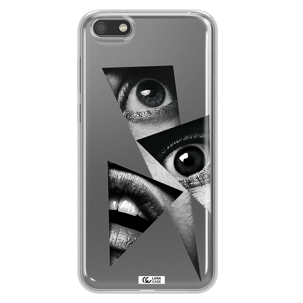 a close-up of a woman's eyes and lips Huawei Y5 2018 Clear TPU Case