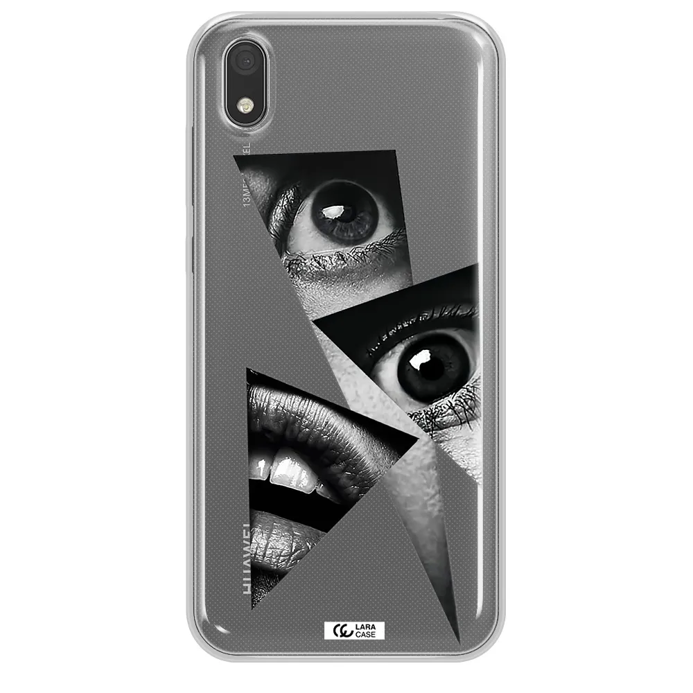 a close-up of a woman's eyes and lips Huawei Y5 2019 Clear TPU Case