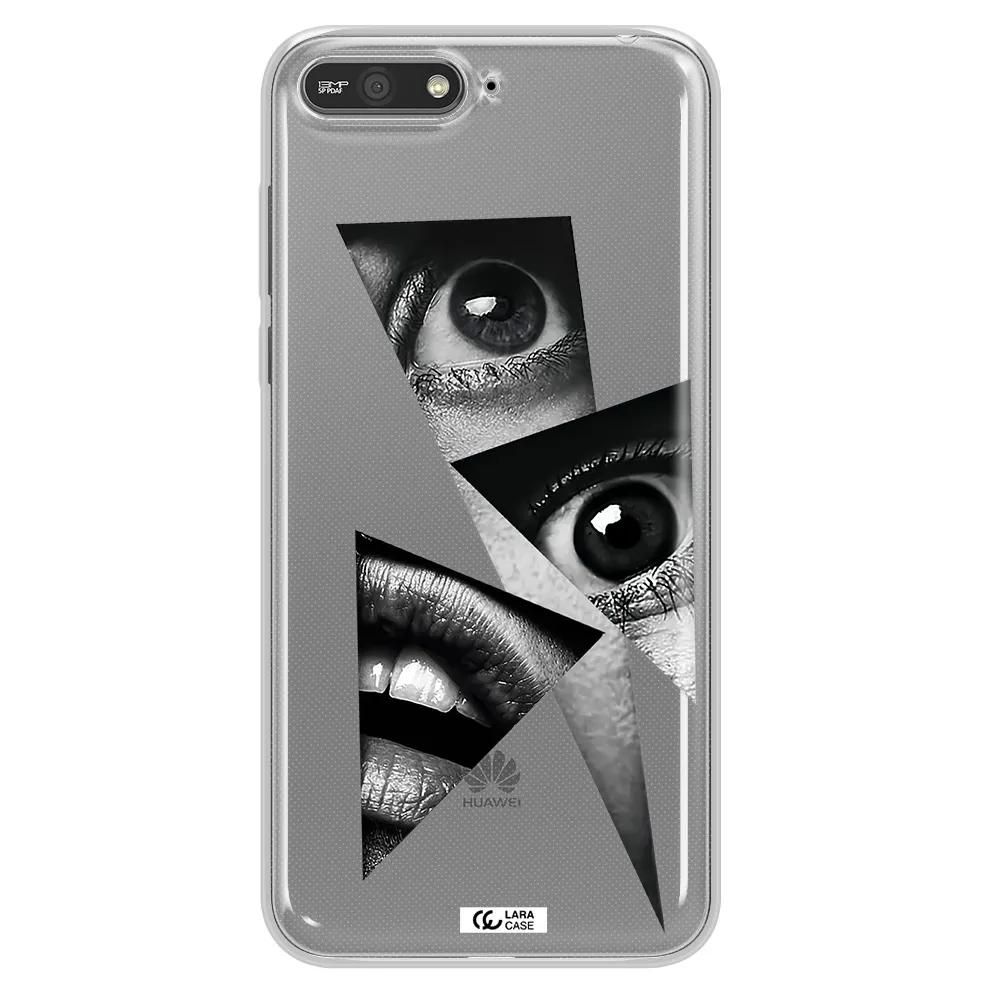 a close-up of a woman's eyes and lips Huawei Y6 2018 Clear TPU Case