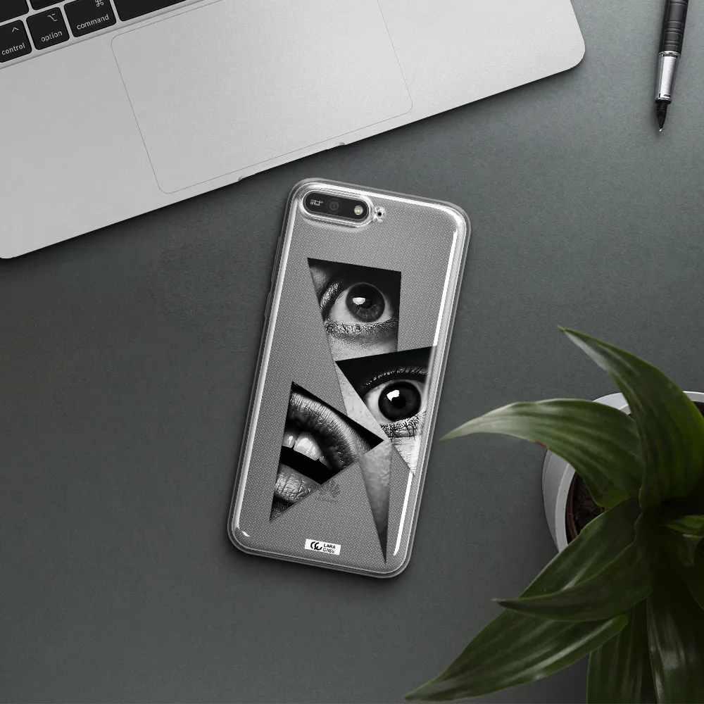 a close-up of a woman's eyes and lips Huawei Y6 2018 Clear TPU Case