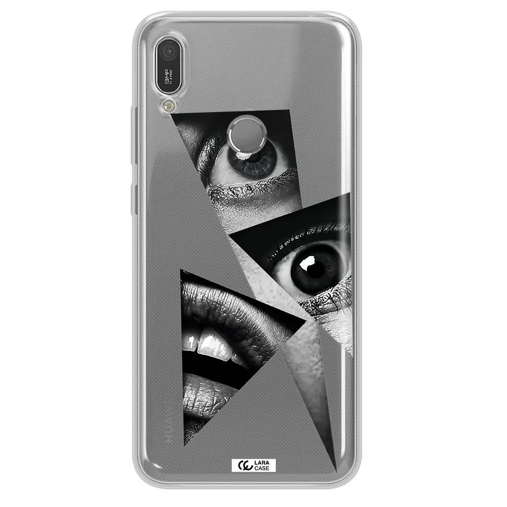 a close-up of a woman's eyes and lips Huawei Y6 2019 Clear TPU Case