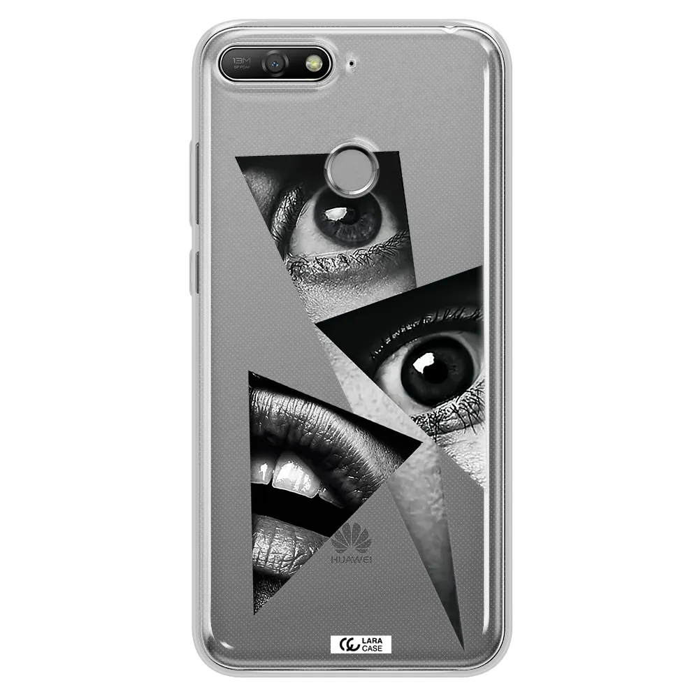 a close-up of a woman's eyes and lips Huawei Y6 Prime 2018 Clear TPU Case