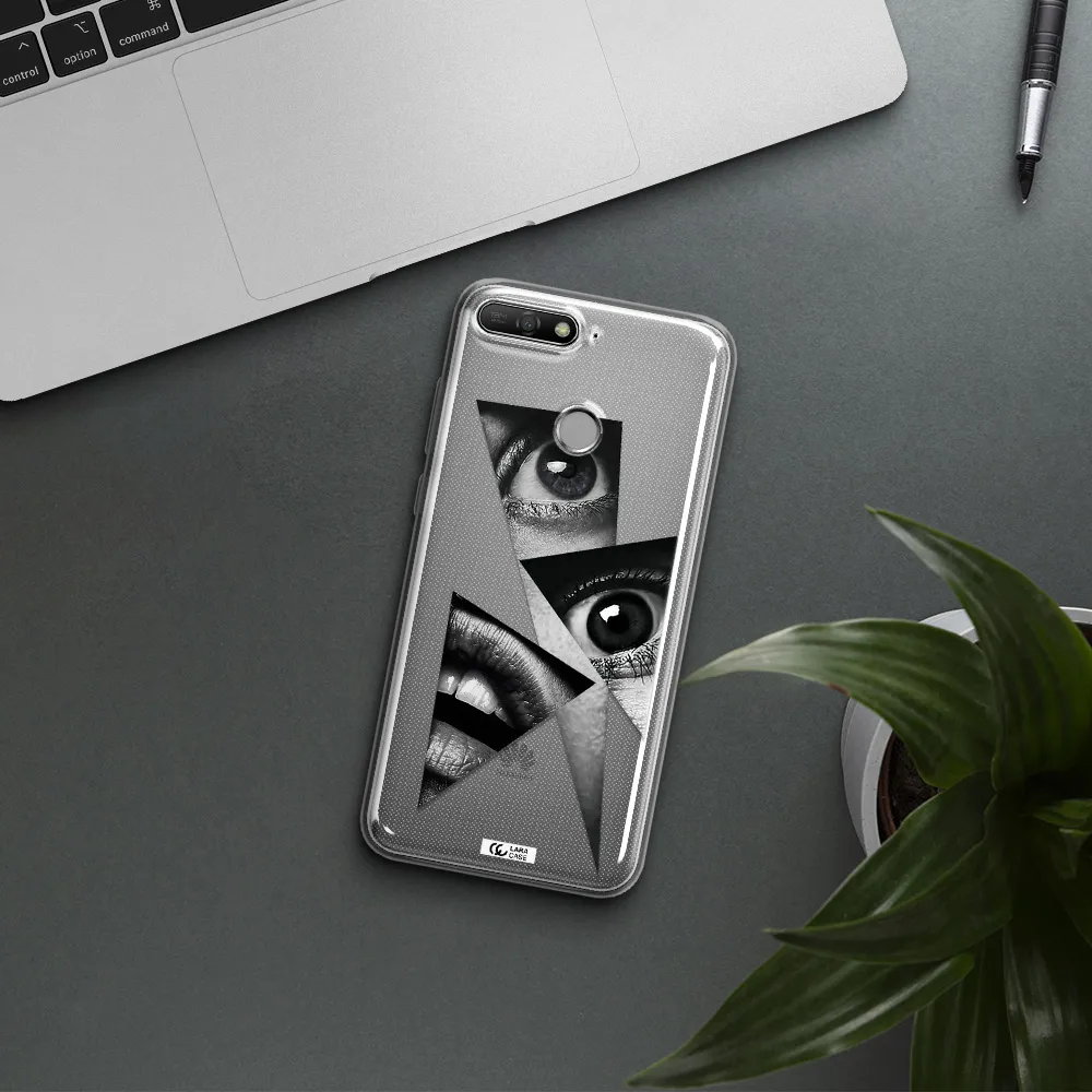 a close-up of a woman's eyes and lips Huawei Y6 Prime 2018 Clear TPU Case