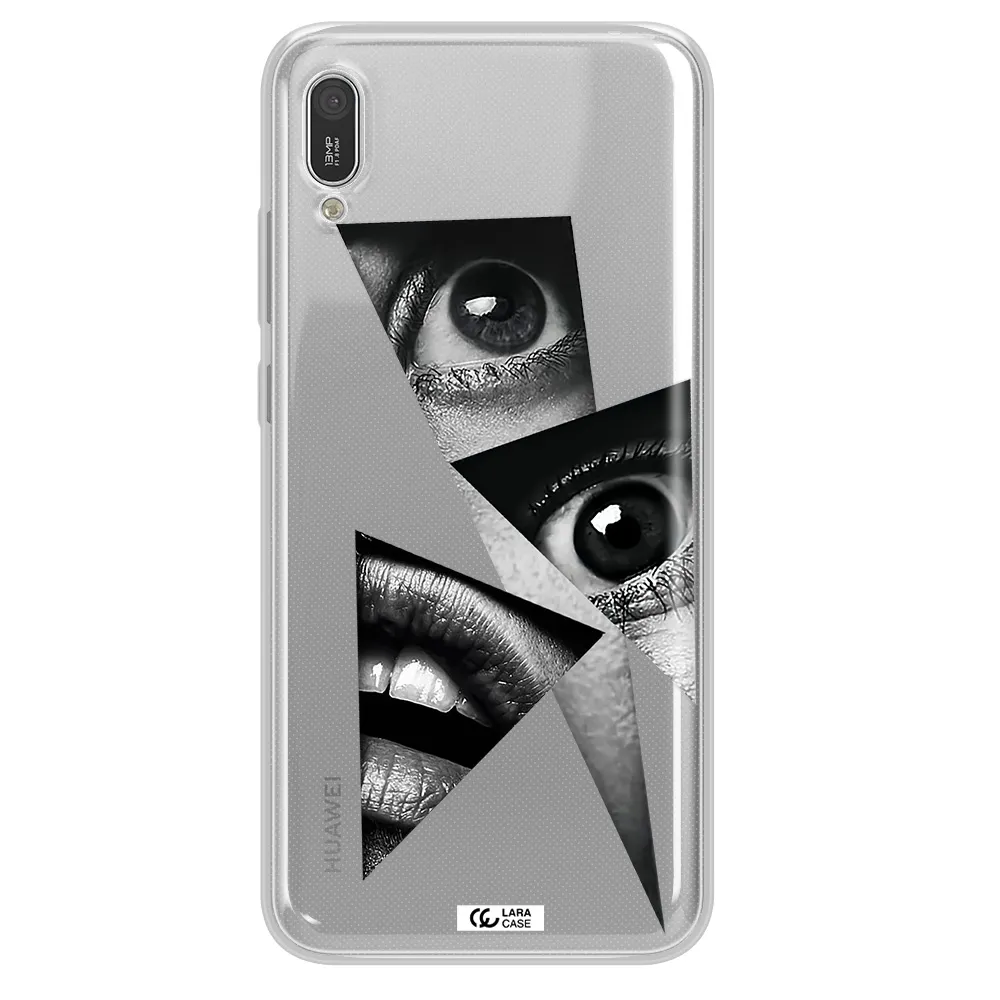 a close-up of a woman's eyes and lips Huawei Y6 Pro 2019 Clear TPU Case