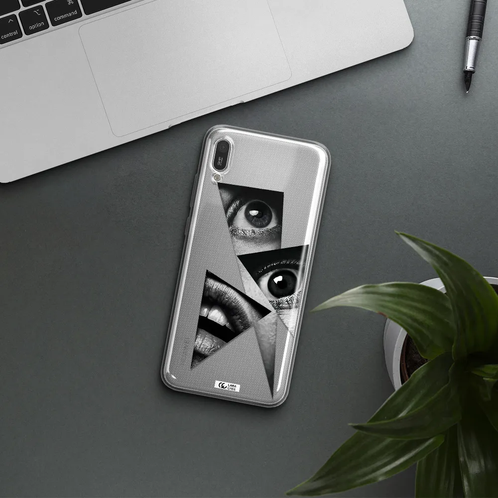 a close-up of a woman's eyes and lips Huawei Y6 Pro 2019 Clear TPU Case