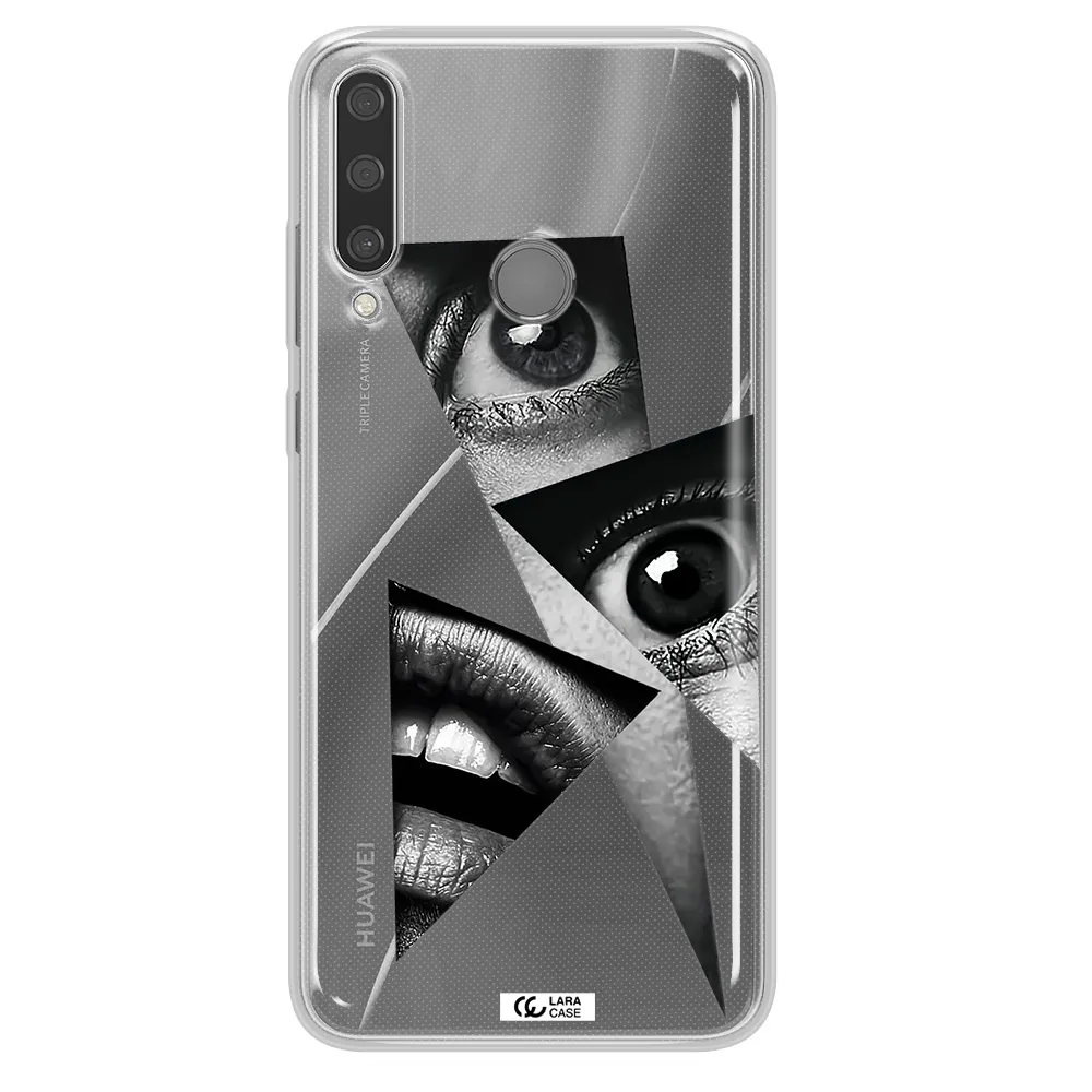 a close-up of a woman's eyes and lips Huawei Y6P Clear TPU Case