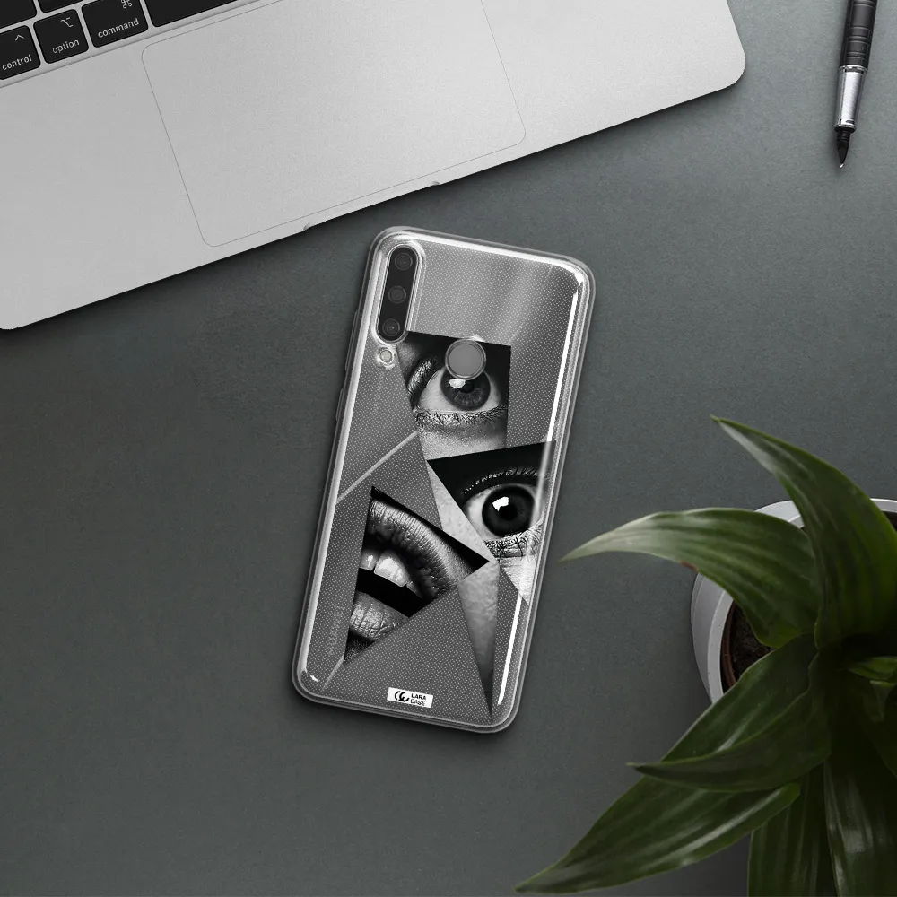 a close-up of a woman's eyes and lips Huawei Y6P Clear TPU Case